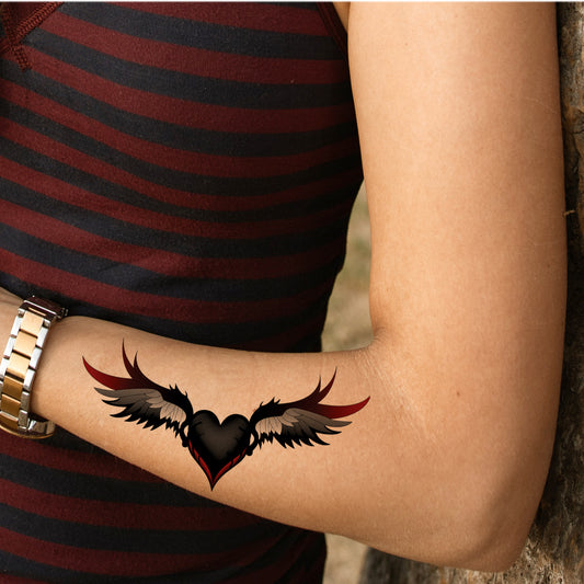 Angel with Wings and Heart Tattoo For Men and Women Waterproof Sticker Temporary Body Tattoo