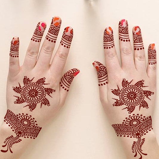 Full Hand Henna Tattoo Both Hand Realistic mehndi color on hand For Women