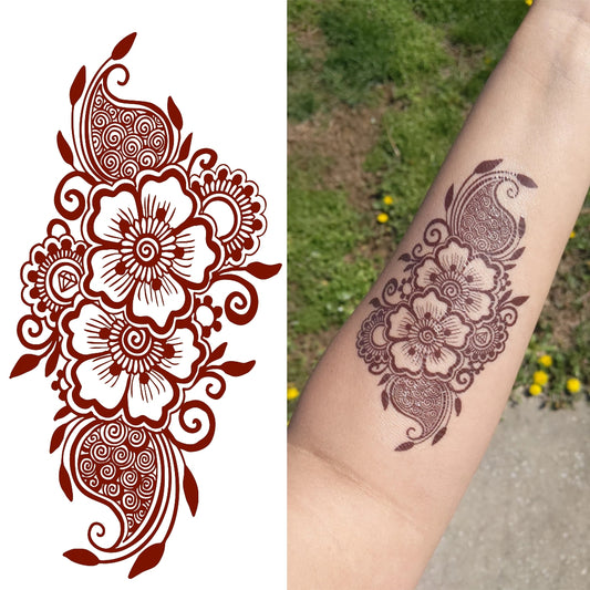 Flower  Mehndi Tattoo Flower Design Waterproof For Girls Temporary Tattoo
