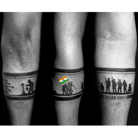 Temporary Tattoowala Indian Army Hand Band Waterproof Temporary Tattoo For Boys & Girls Special on independence day