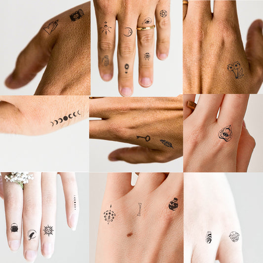 Finger Tattoo Moon,Galaxy,Key, Heart, Waterproof Temporary Tattoo For Girls and Boys