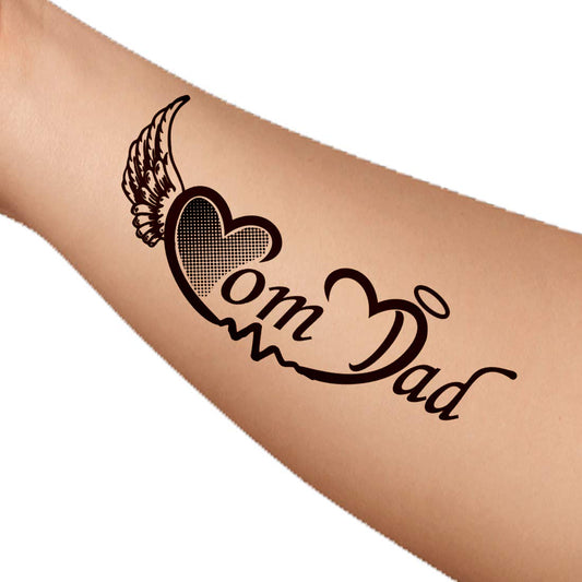 Mom Dad Heart Shape Body Tattoo Waterproof Boys and Girls Temporary Body Tattoo - Temporarytattoowala