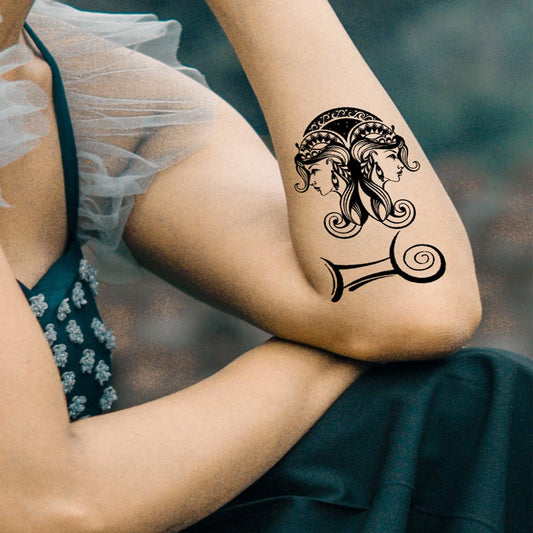 Temporary Tattoowala Gemini Zodiac Sign Waterproof Temporary Body Tattoo for Boys and Girls - Temporarytattoowala