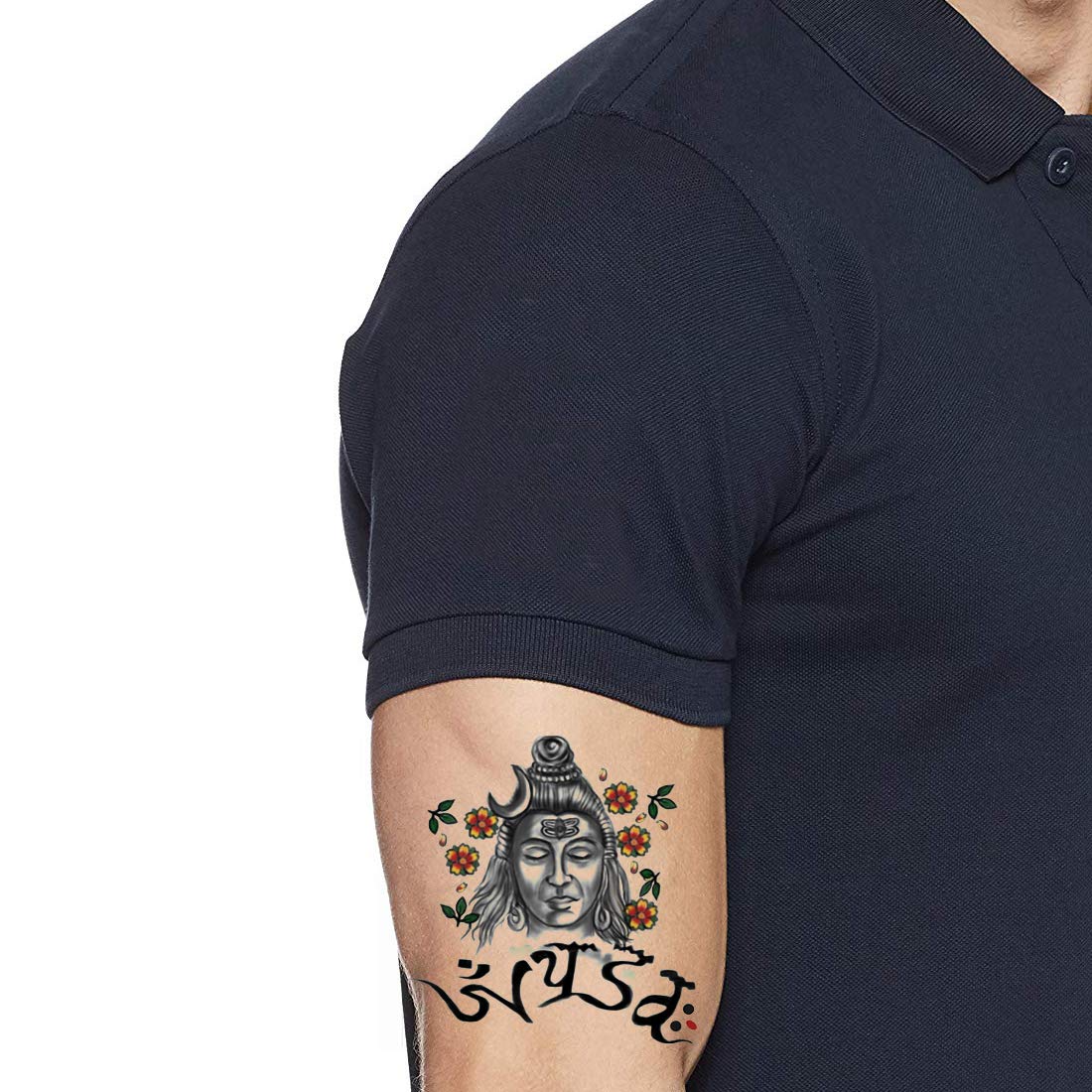 Voorkoms Shiv Flower Men and Women Waterproof Temporary Body Tattoo