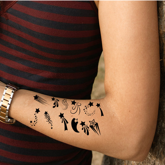 New Star Tattoo Waterproof Black Sticker For Boy and Girl Temporary Body Tattoo