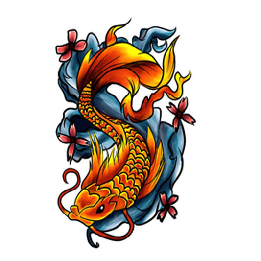 Fish Dragon Tattoo Waterproof Male and Female Temporary Body Tattoo - Temporarytattoowala