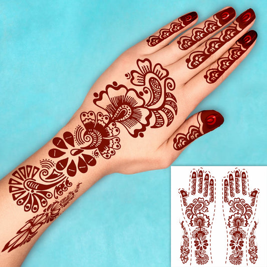 Full hand Henna Tattoo Design Both Hand (one pair) Feel Realistic Mehndi Color on Hand
