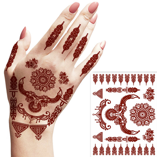Mandala Full Hand Mehndi Flower Design Tattoo Waterproof For Women Temporary Tattoo