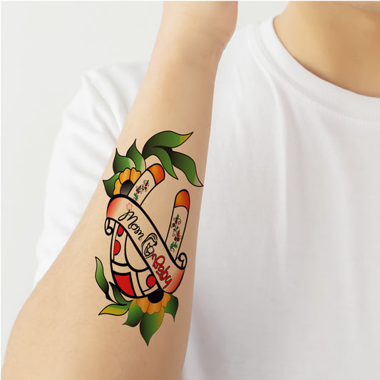 Mom Dad with Magnet Tattoo Sticker Waterproof with Temporary Body Tattoo