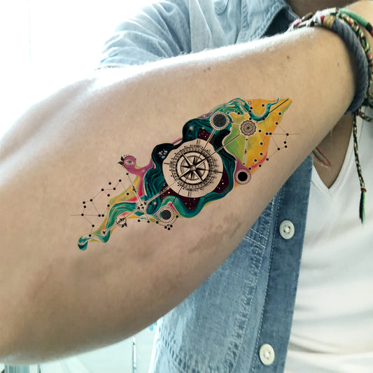 Compass New Design Temporary Tattoo Waterproof For Male and Female Temporary Body Tattoo