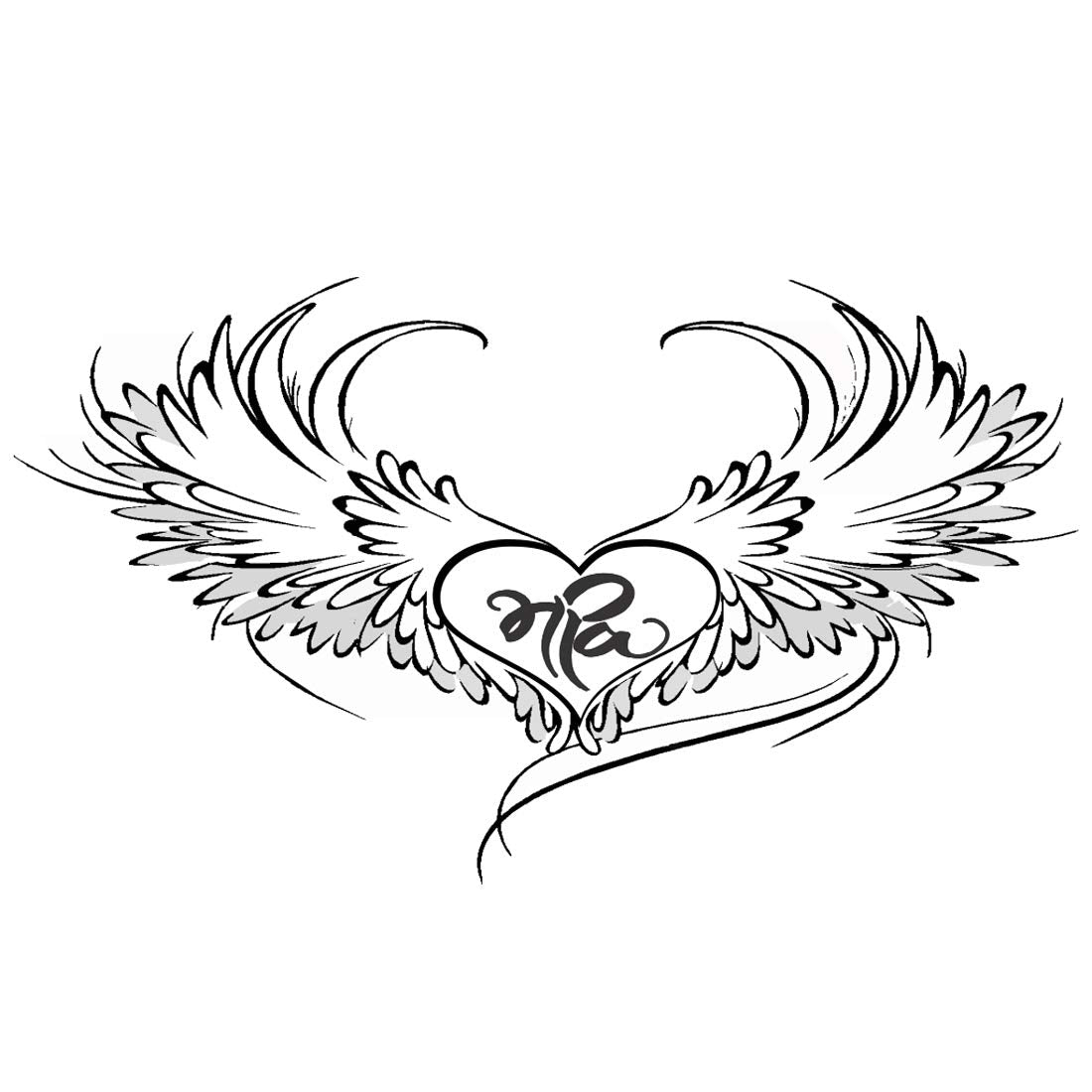 Heart With Wing Tattoo Waterproof Men and Women Temporary Body Tattoo