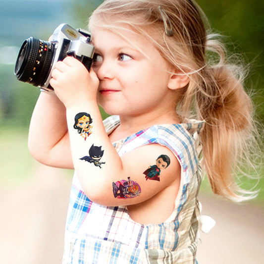 Kids Superhero Tattoo Marvel Thonas, Batman, Superman, Super Girls, Waterproof Temporary Body Tattoo