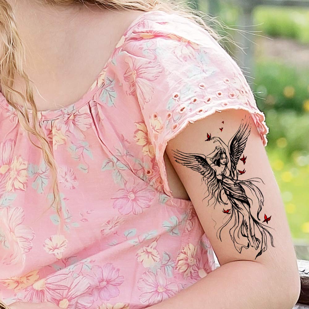 Angle with Butterfly Tattoo Temporary Body Waterproof Boy and Girl Tattoo - Temporarytattoowala