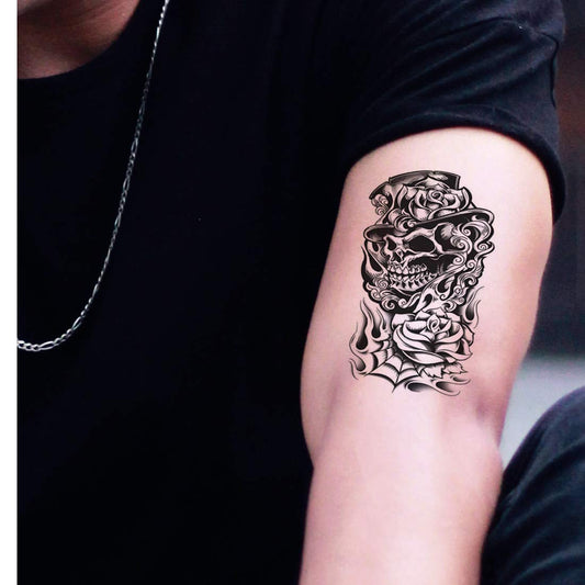Skull Tattoo Waterproof Men and Women Temporary Body Tattoo - Temporarytattoowala