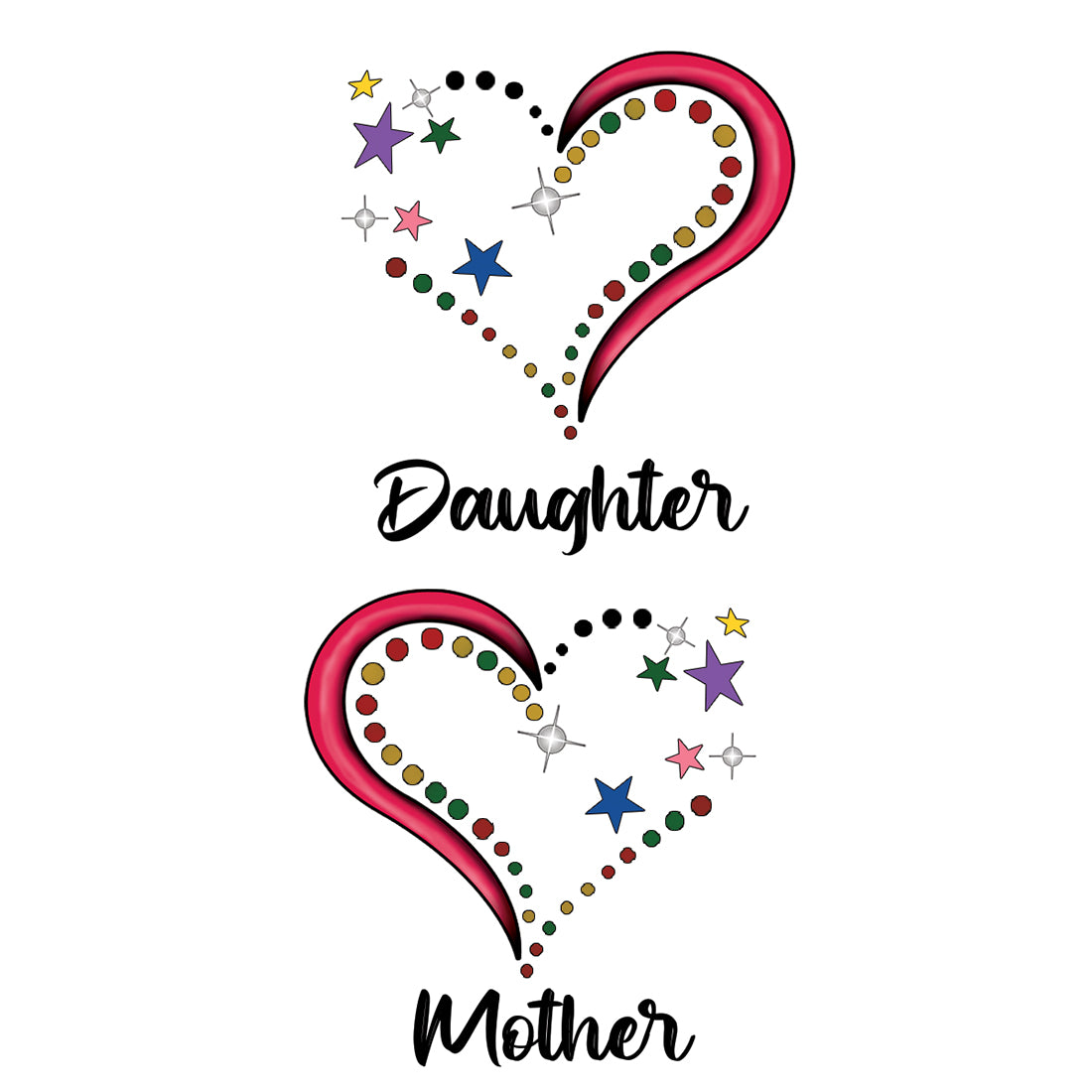 Daughter and Mother Tattoo Heart Waterproof For Men and Women Temporary Body Tattoo