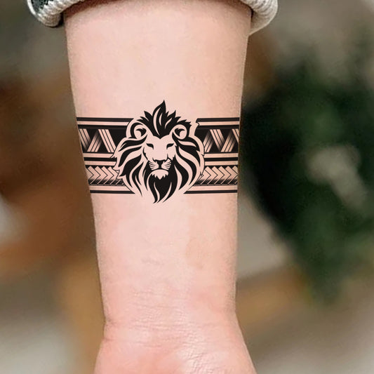 Temporary Tattoowala King Tribal Full Hand Band Round Tattoo Temporary Body Tattoo  (Lion Tribal Full Hand Band Round Tattoo