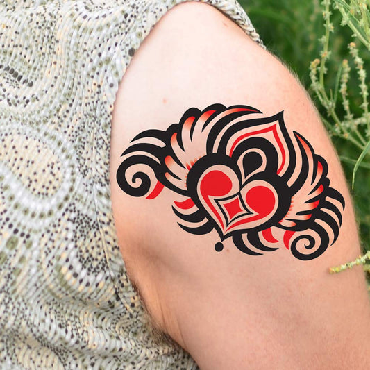 Temporary Tattoowala Heart with Tribal Tattoo Temporary Body Waterproof Boy and Girl Tattoo - Temporarytattoowala