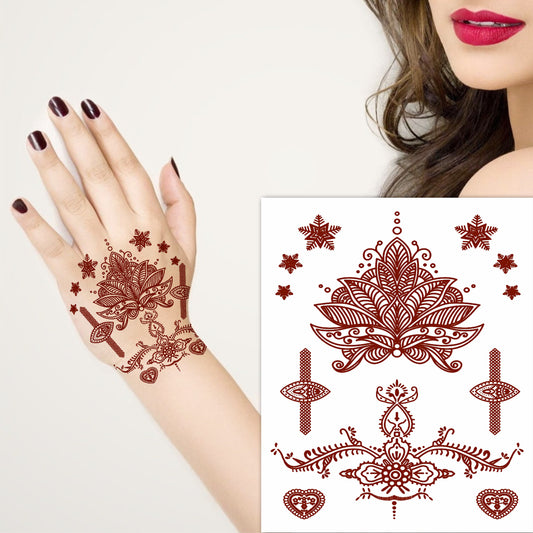 Heena Mehndi Tattoo Flower Henna Tattoo Hand Leaf Boder Tattoo For Women Temporary Tattoo