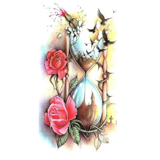 Temporary Tattoowala hourglass and roses Temporary Tattoo Waterproof For Girls Men Women