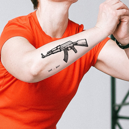 Temporary Tattoo Wala  Ak 47 Toy Gun Tattoo For Boy and Girl Temporary Body Tattoo Waterproof Sticker
