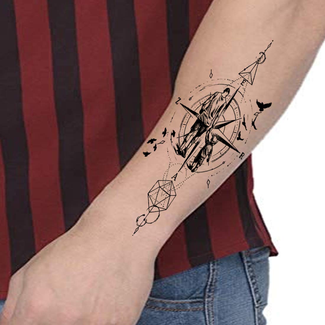 Temporary Tattoowala Compass with Family Men and Women Waterproof Temporary Body Tattoo