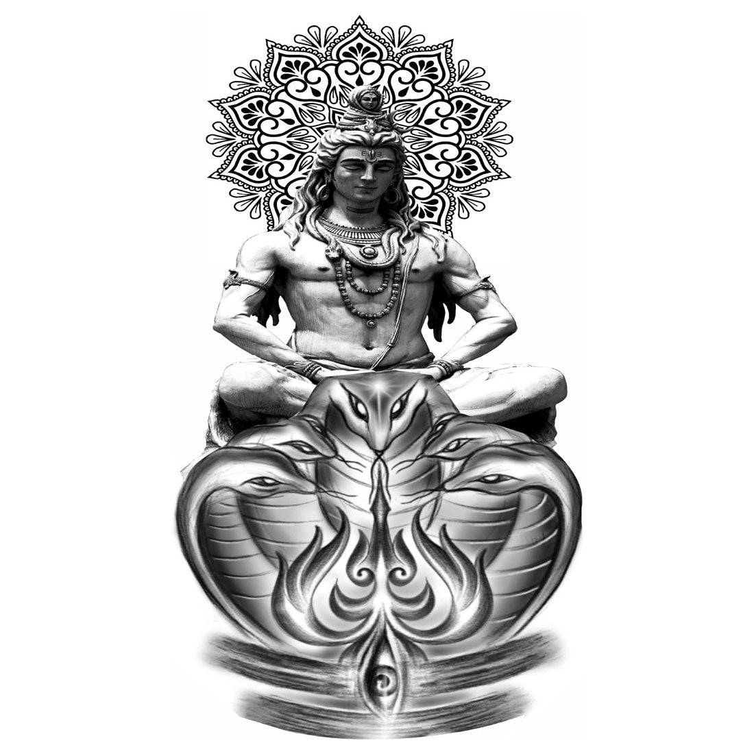 Lord Shiv with Sheshnaag Tattoo Waterproof For Boys and Girls Temporary Body Tattoo - Temporarytattoowala