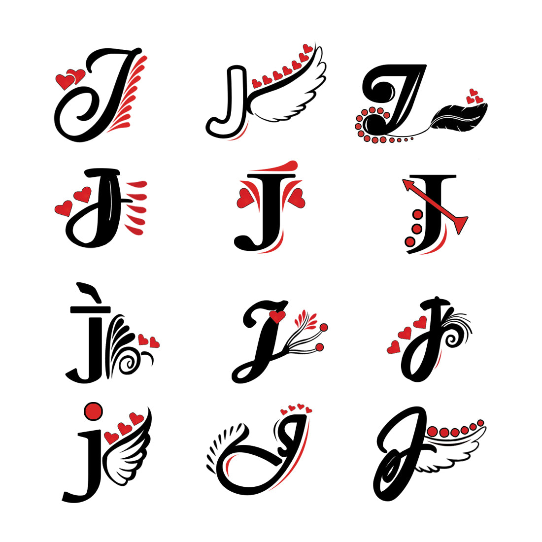 J Name Alphabet Tattoo Waterproof For Men and Women Temporary Body Tattoo