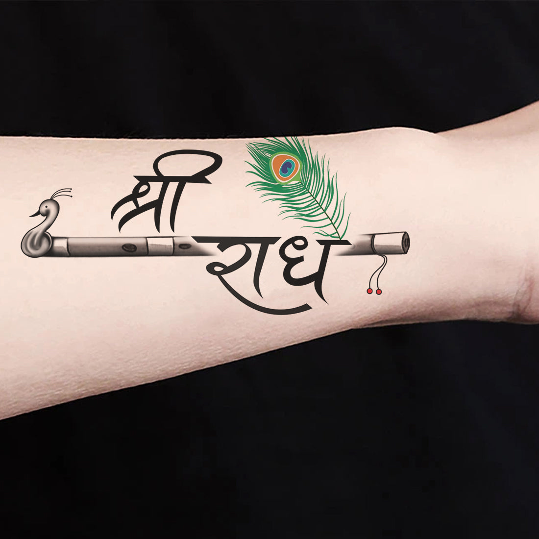 Shri Radhe with Krishna Flute Temporary Tattoo Waterproof For Boys and Girls Temporary Body Tattoo