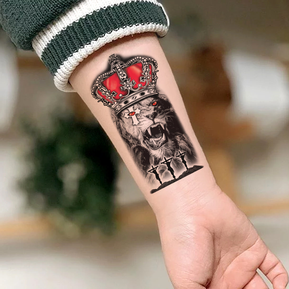 Lion King with Jesus Temporary Tattoo Waterproof For Male and Female Temporary Body Tattoo