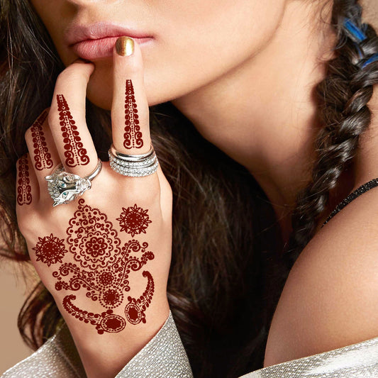 Finger Boder Mehndi Tattoo Flower Henna Tattoo Hand Mehndi Boder Tattoo For Women Temporary Tattoo