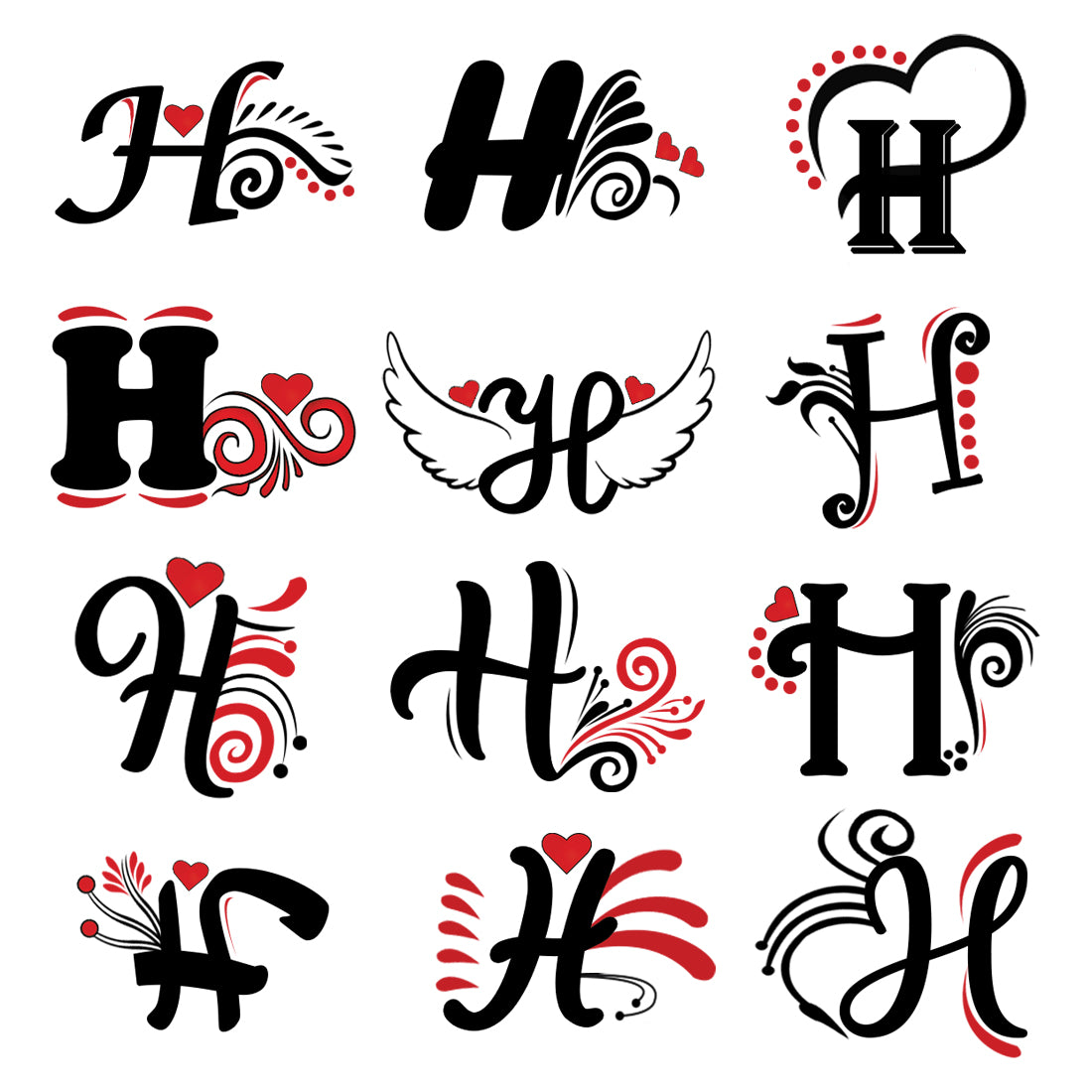 H Name Tattoo, Alphabet Tattoo, Temporary Tattoo, Tattoo, Sticker, Tattoo,