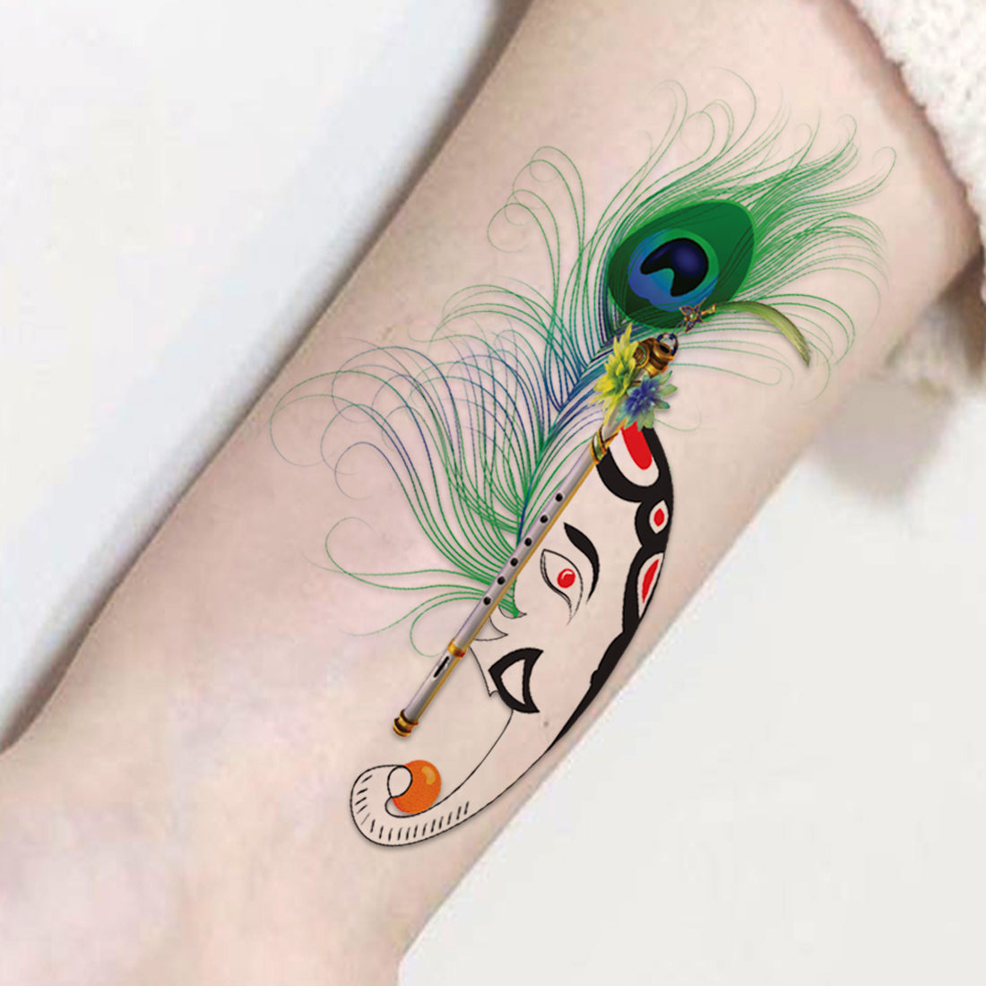 Feather with Elephant Tattoo Waterproof For Girls and Boys Animal Temporary Body Tattoo