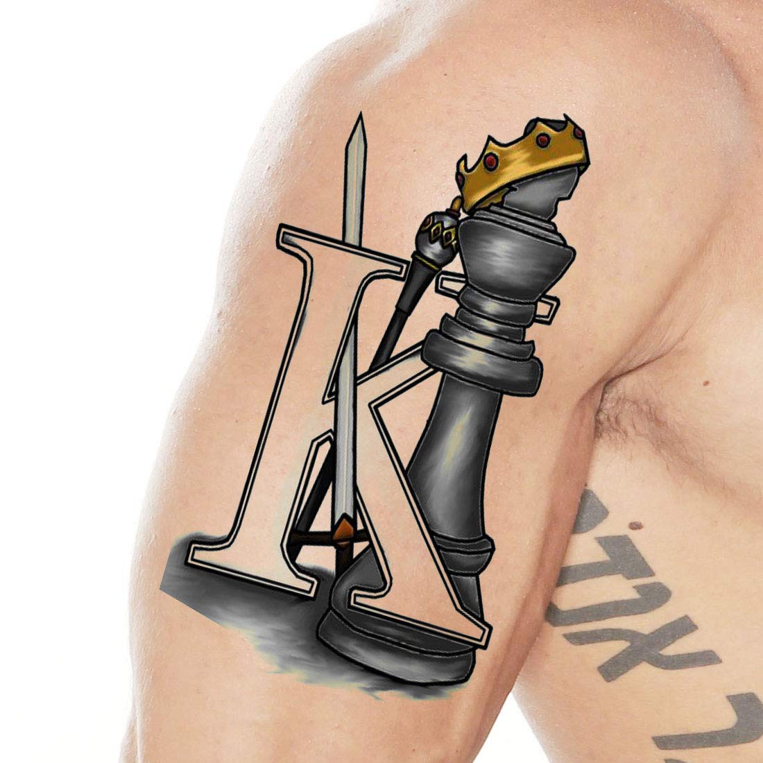 King Crown K Pawns Temporary Waterproof Tattoo For Men and Women…