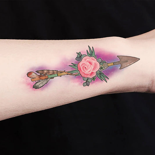 Flower with Arrow Tattoo Waterproof For Boys and Girls Temporary Body Tattoo