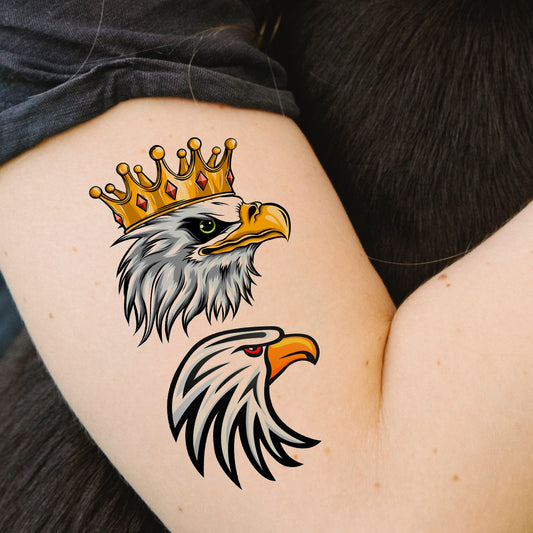 Eagle With Crown Tattoo Birds Sticker Waterproof For Temporary Body Tattoo