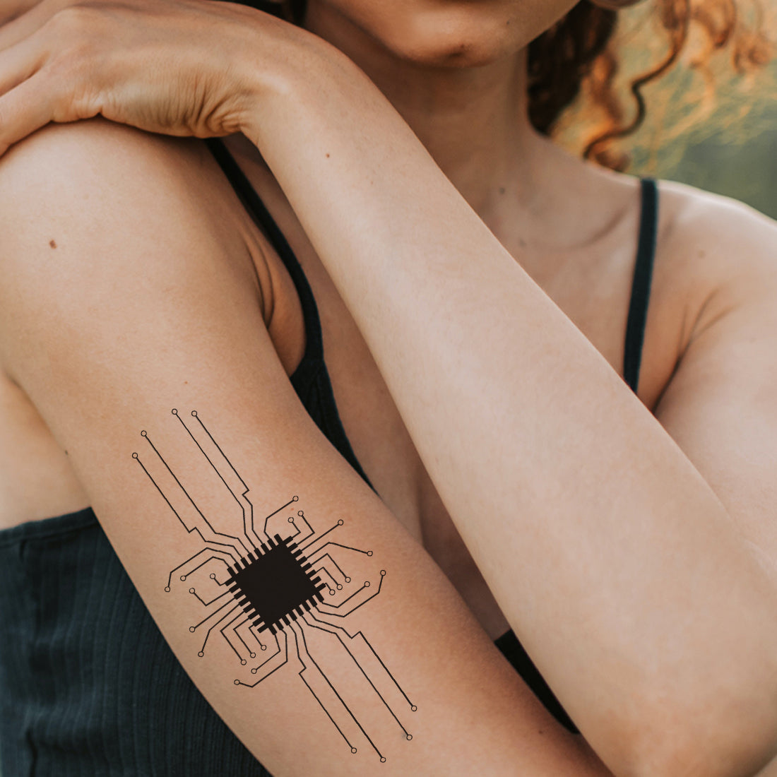 Motherboard Circuit High Tech Tattoo Radio Gear Icon Waterproof For Men and Women Temporary Tattoo