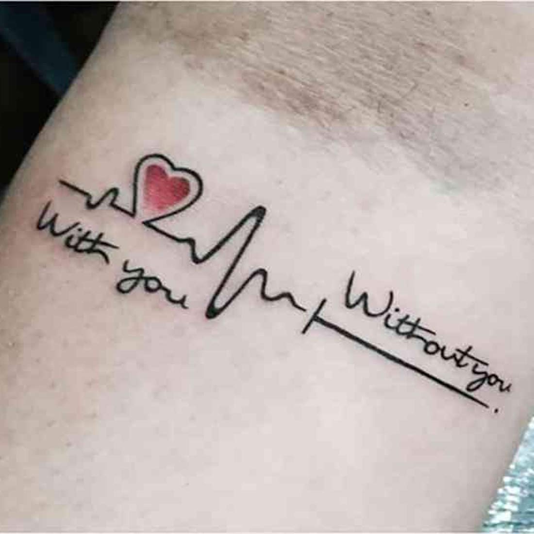 With you and Heart Tattoo without Waterproof Male and Female Temporary Body Tattoo - Temporarytattoowala