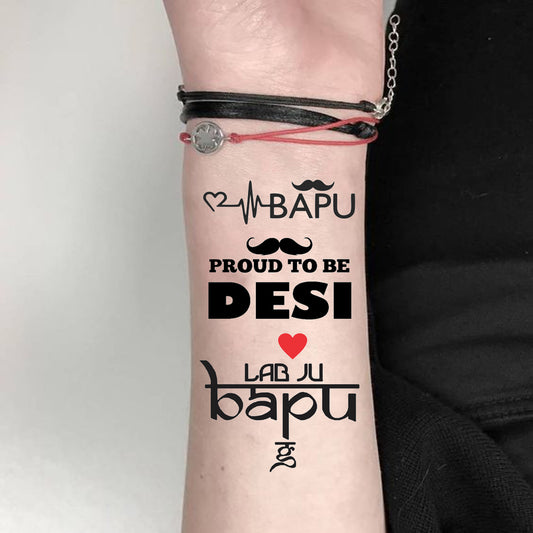 Bapu Proud To Be Desi Tattoo Lab Ju Babu Waterproof Sticker Temporary for Men Tattoo