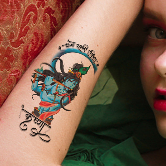 Krishna Tattoo Flute Waterproof For Men and Women Temporary Tattoo