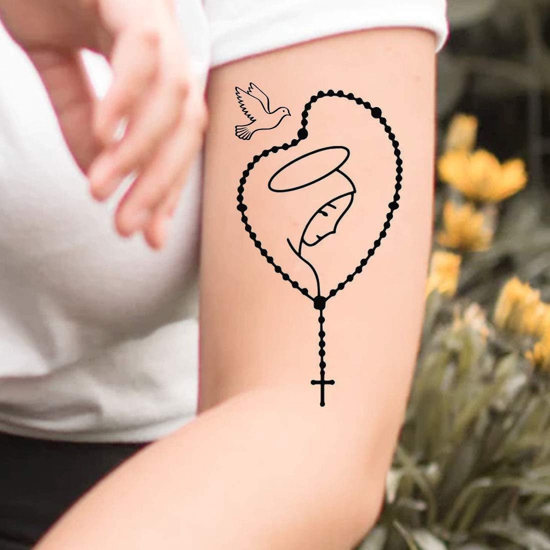 Marry Jesus Christ with Cross Birds Temporary Waterproof Tattoo For Men and Women…