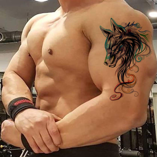 Hungry Dog with Fish Tattoo Waterproof Male and Female Temporary Body Tattoo - Temporarytattoowala