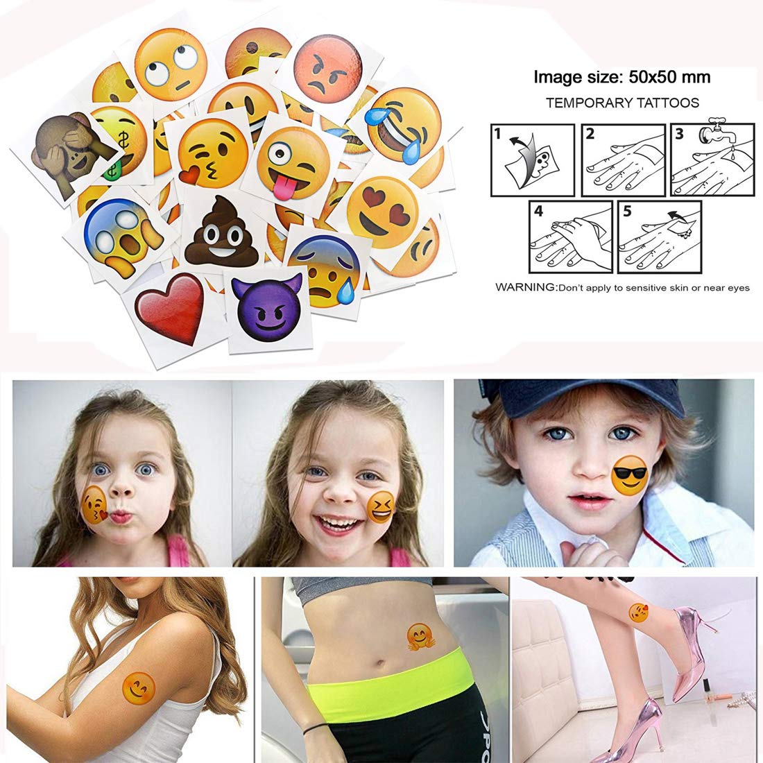 Emoji Stickers Tattoo Waterproof Male and Female Temporary Body Tattoo - Temporarytattoowala