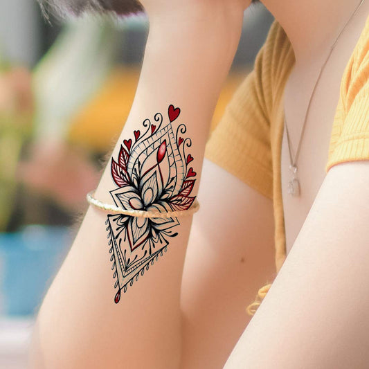 Floral Mehndi Heart with leaves special for Girls Temporary Waterproof Tattoo…