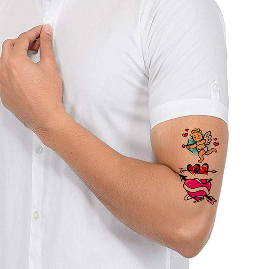 Temporary Tattoowala Heart Love Cupid Baby Men and Women Waterproof Temporary Body Tattoo