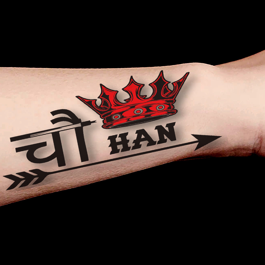 Chauhan with King Tattoo Waterproof Red Arrow For Boys and Girls Temporary Body Tattoo