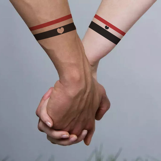 Temporary Tattoowala Black and Red Border Line Full Hand Band Round Tattoo
