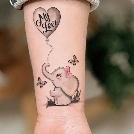 Elephant My Love Tattoo Animal Waterproof For Women Temporary Tattoo