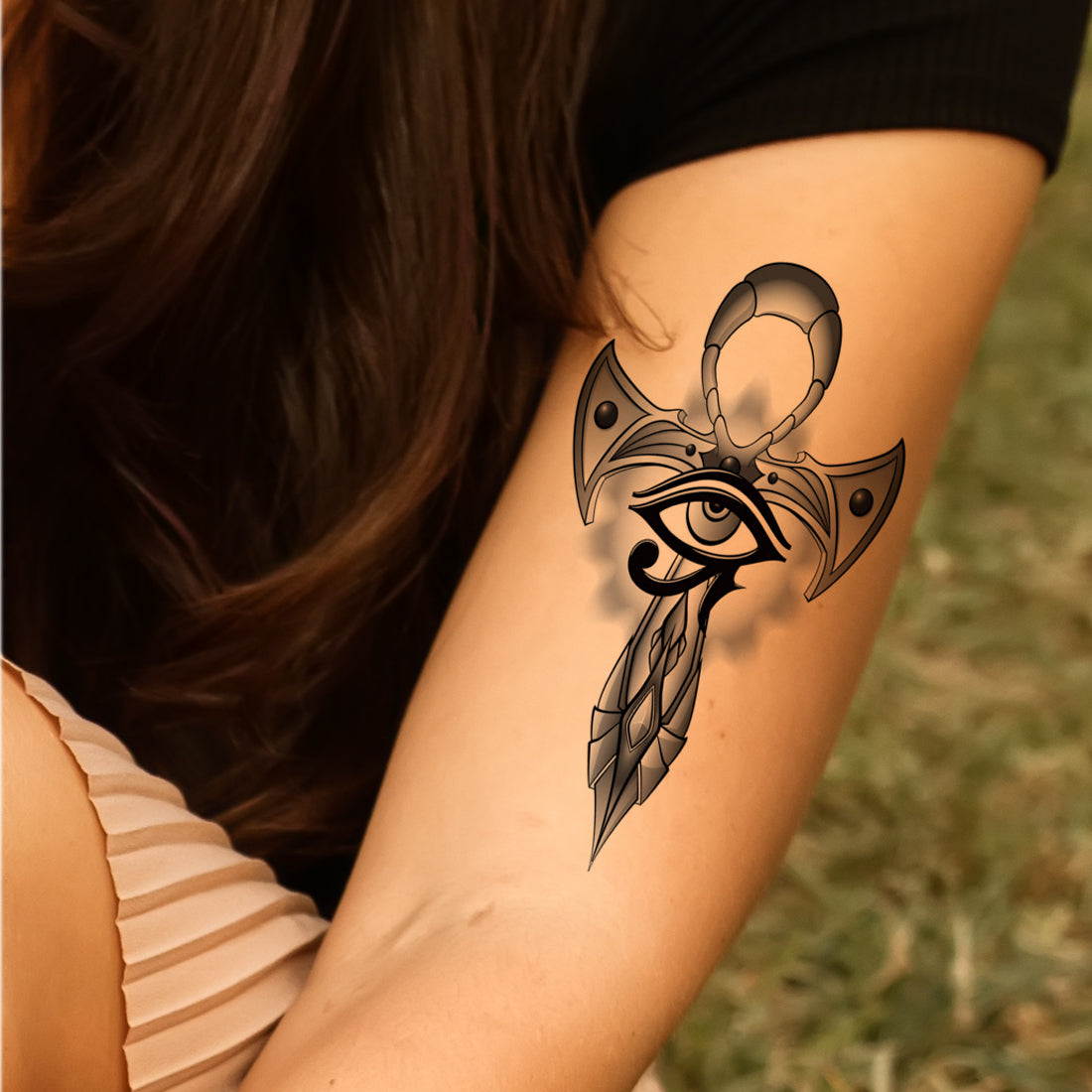 Anchor With  Eyes Tattoo Look Like Sword  Waterproof Sticker Temporary Body Tattoo For Men and Women