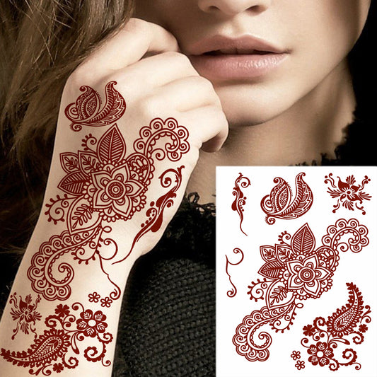 Mandala Mehndi Tattoo Flower Henna Tattoo Hand Leaf Boder Tattoo For Women Temporary Tattoo