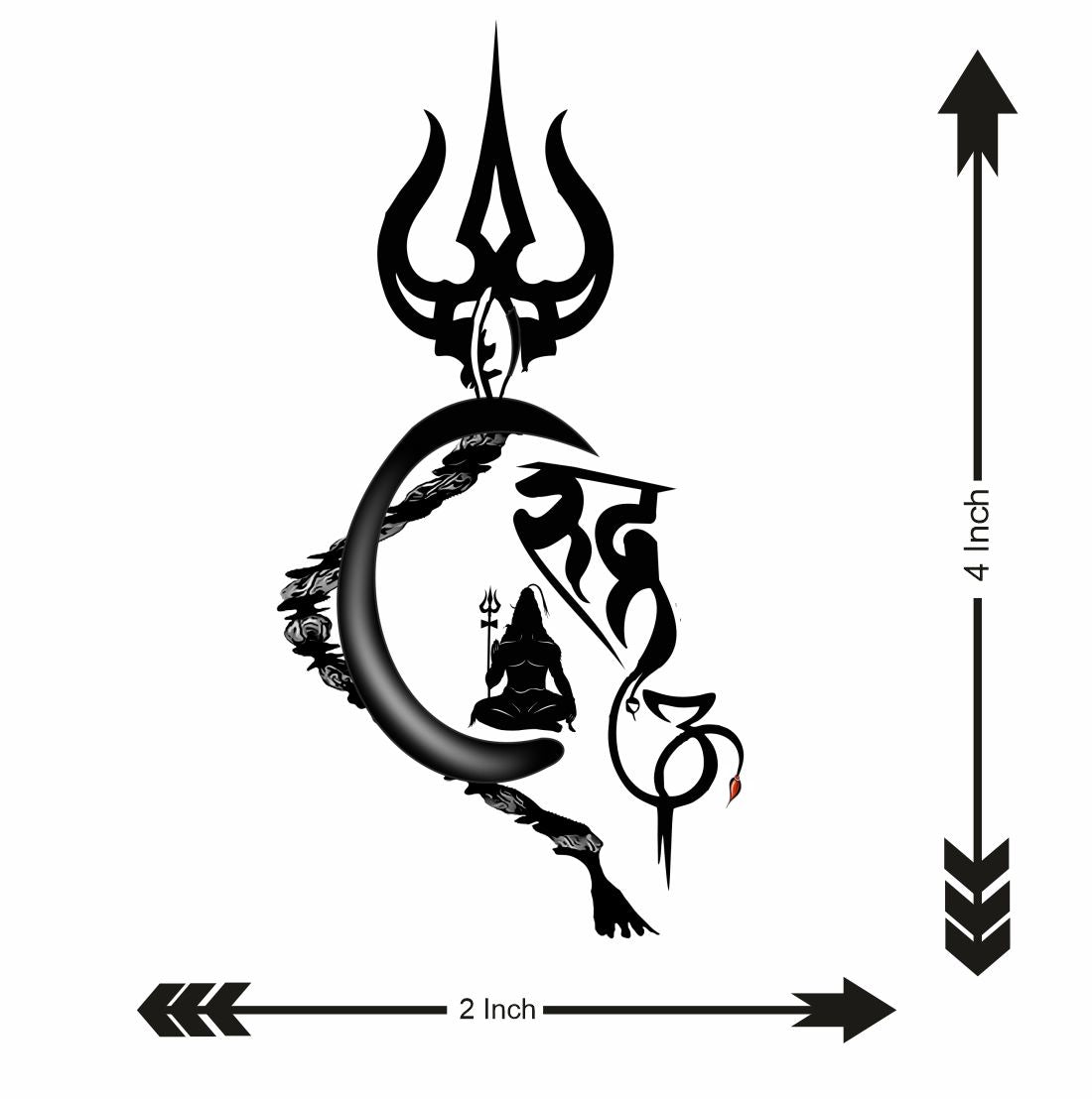 Trishul with Shiv Rudra Tattoo Waterproof Men and Women Temporary Body ...